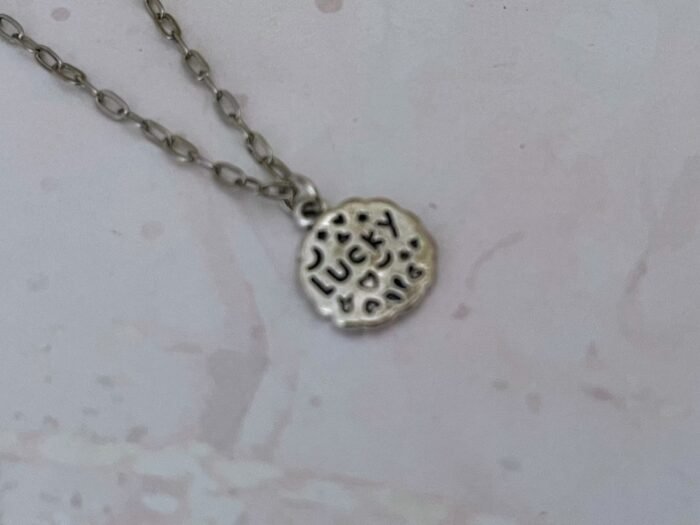 Necklace- Misa Lucky Silver Pendant with Silver Link Chain - Image 3