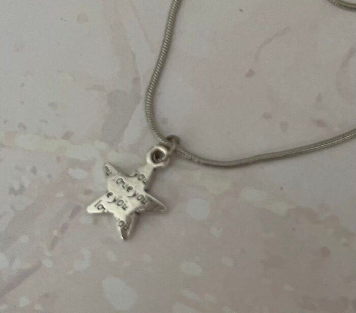 Necklace- Misa I Love You Star Silver Pendant with Silver Snake Chain - Image 2