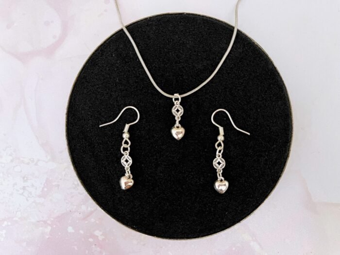 Misa Groovy Heart Charm Necklace & Earrings Set - Image 2