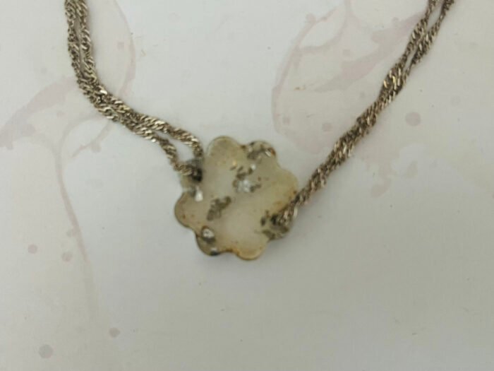 Necklace- Misa Flora Resin Pendant- Transparent Silver with 8 Petals