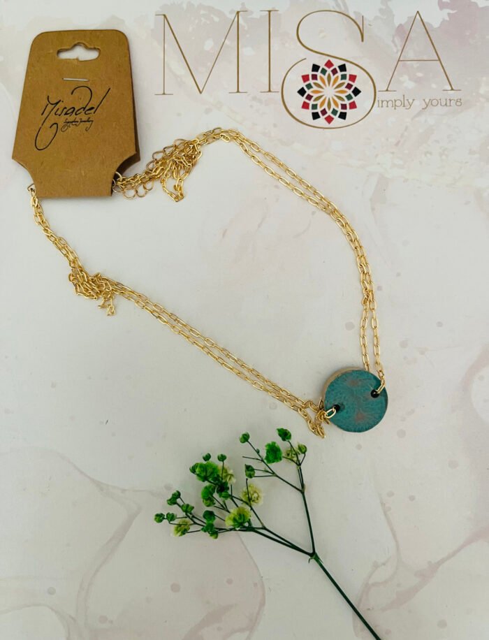 Necklace- Misa Allium Resin Pendant- Green - Image 5
