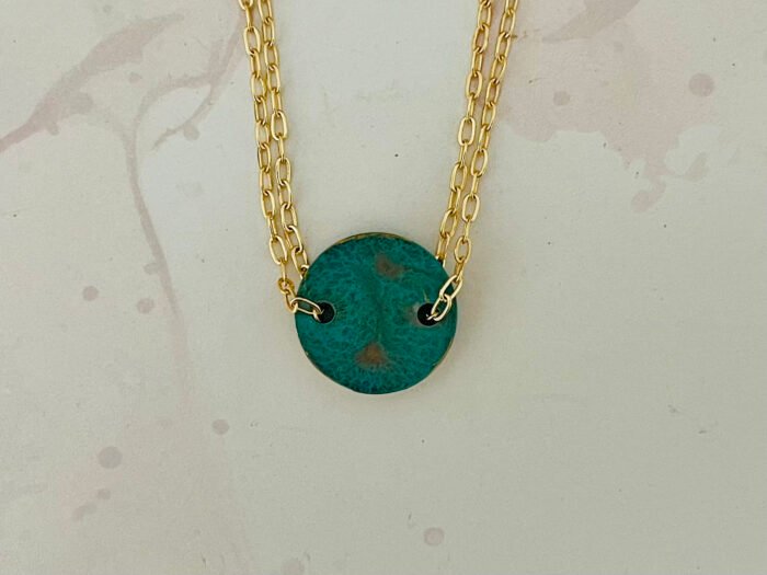 Necklace- Misa Allium Resin Pendant- Green - Image 2