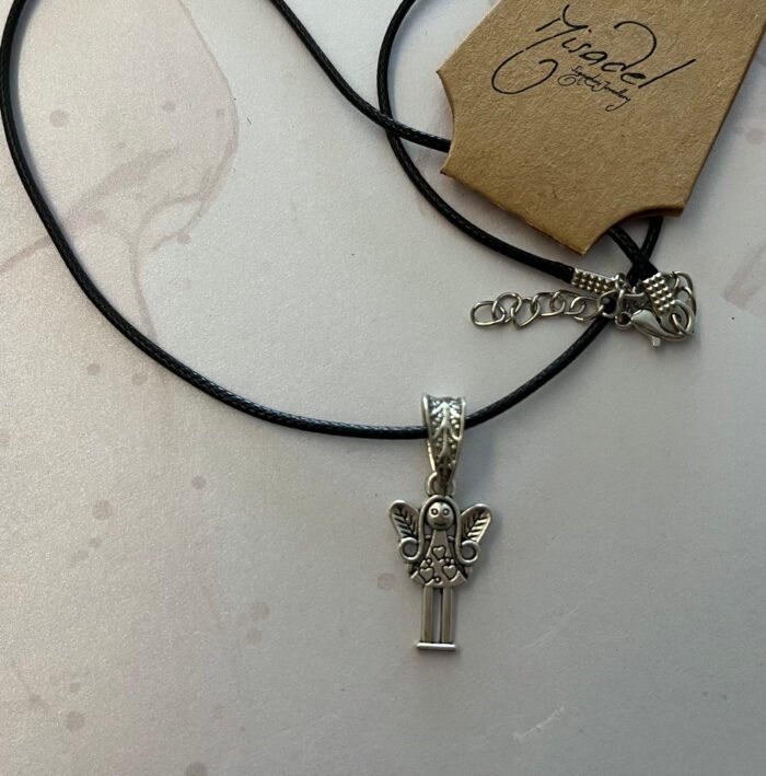 Necklace- Misa Fairy Pendant with Black Cord Chain