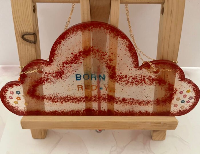 Misa Wall Hanging- Cloud, Red with flowers, Born Red..y - Image 2