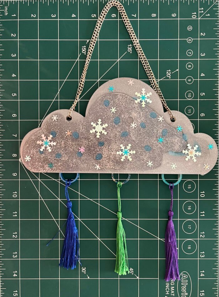 Misa Wall Hanging- Cloud, Silver, Snow flakes, Tassels - Image 2