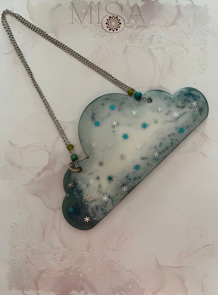 Misa Wall Hanging- Cloud, Silver, Snow flakes, Tassels
