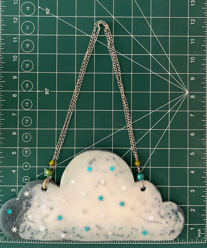 Misa Wall Hanging- Cloud, Silver, Snow flakes, Tassels - Image 2