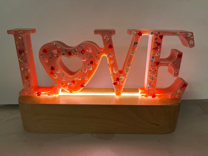 Misa Love Lamp- Pink with Hearts