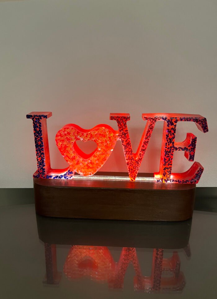Misa Love Lamp- Red with Stars & Glassy shimmer - Image 2