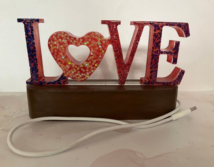 Misa Love Lamp- Red with Stars & Glassy shimmer - Image 3