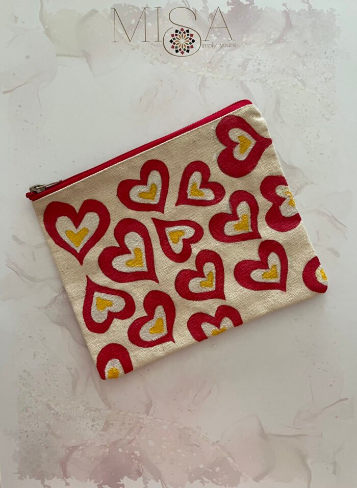Misa Hand-painted Pouch- Hearts