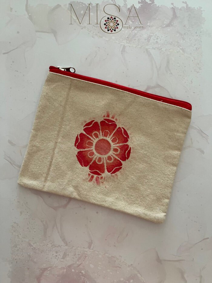 Misa Hand-painted Pouch- Red Flower