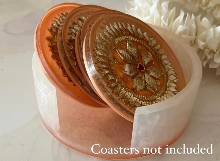 Misa Round Coaster Stand- Semi Transparent with Peach Base - Image 2