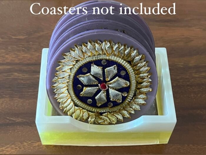 Misa Rectangle Coaster Stand- Pearl White & Yellow - Image 3
