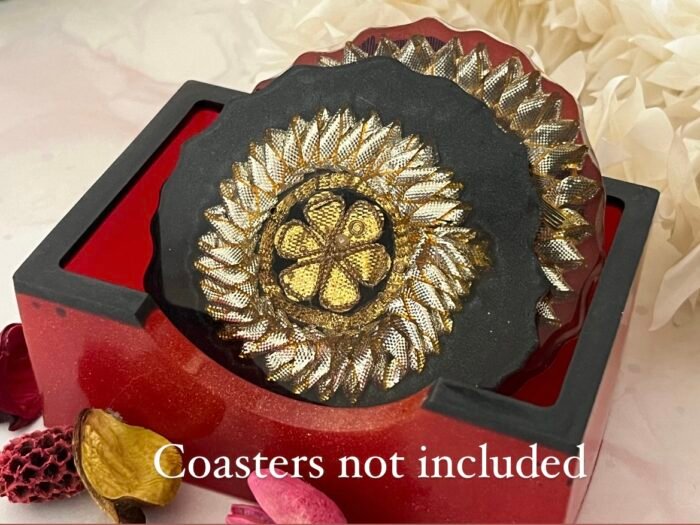 Misa Rectangle Coaster Stand- Red & Black - Image 3