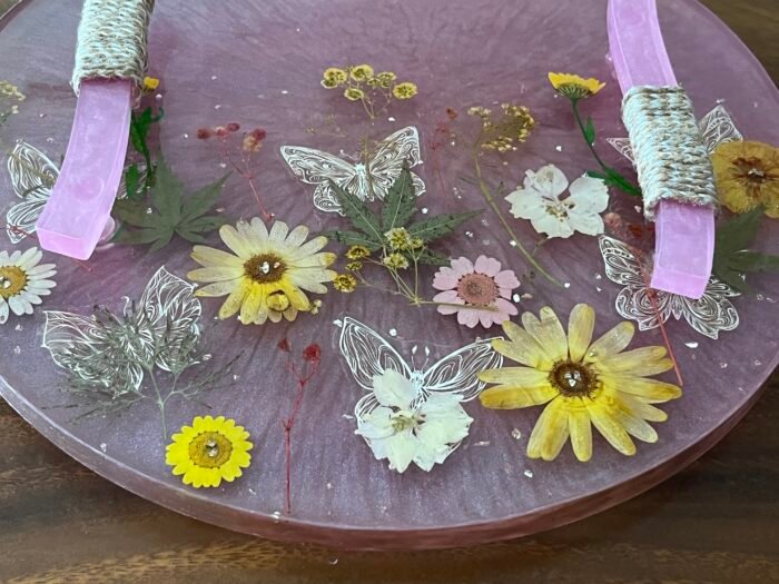 Misa Allium Place Tray & Coaster Set- Pink with Dried flowers - Image 6