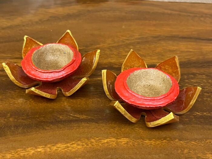 Misa T-lite & Diya Holder-Red & Gold