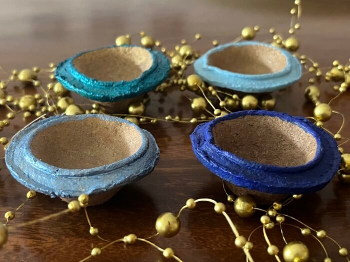 Misa T-lite & Diya Holder- Blue, Green & Bronze - Image 4