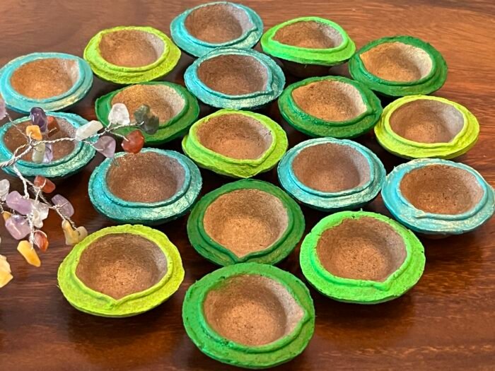 Misa T-lite & Diya Holder- Green, Blue & Gold - Image 5