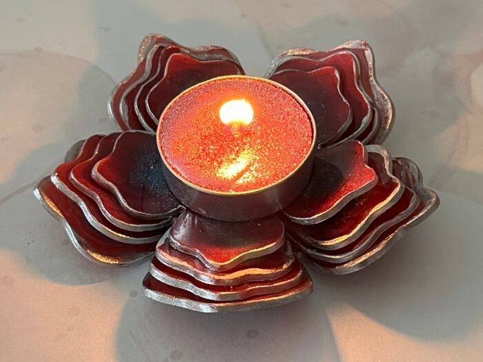 Misa T-lite & Diya Holder- Red & Teal