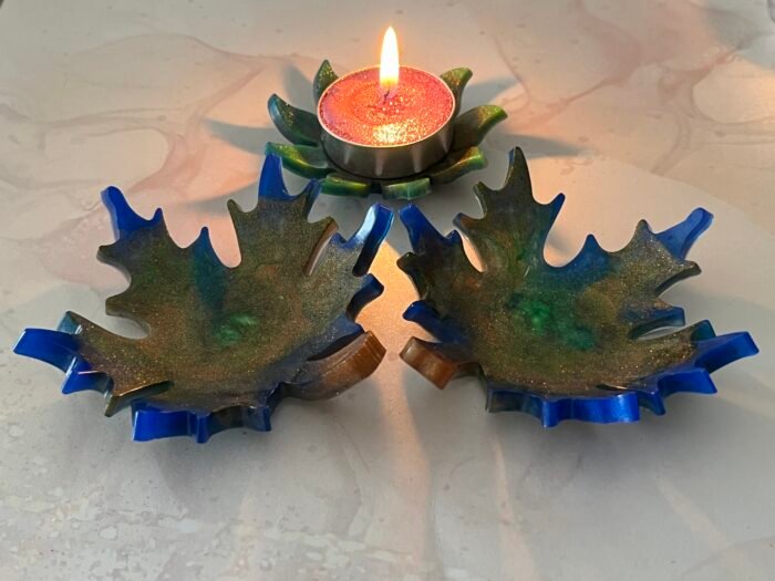 Misa T-lite & Diya Holder- Blue, Green & Bronze