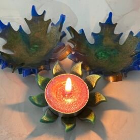 Misa T-lite & Diya Holder- Blue, Green & Bronze 4
