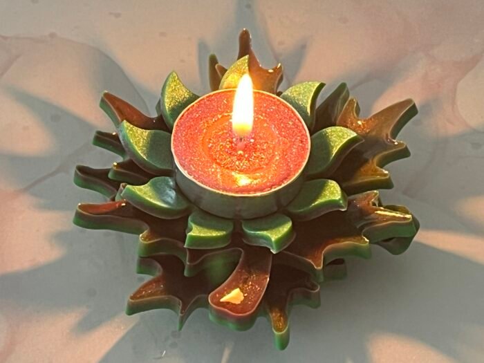 Misa T-lite & Diya Holder- Maroon, Green & Gold - Image 4