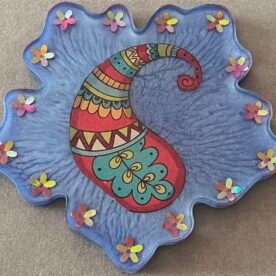 Misa Flora Coasters- Blue with Paisley & Flowers 4 IMG 6059