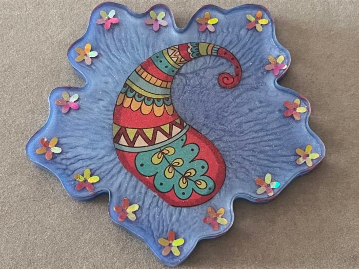 Misa Flora Coasters- Blue with Paisley & Flowers - Image 2