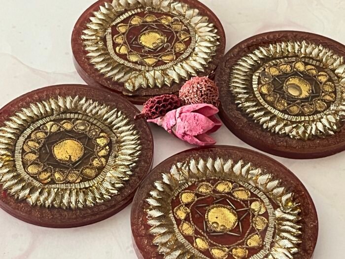 Misa Allium Coasters/T-Lite Holder- Gold, Red & Bronze