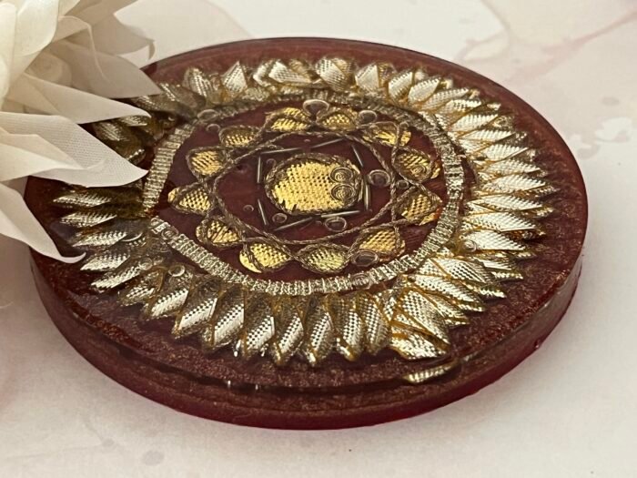 Misa Allium Coasters/T-Lite Holder- Gold, Red & Bronze - Image 2