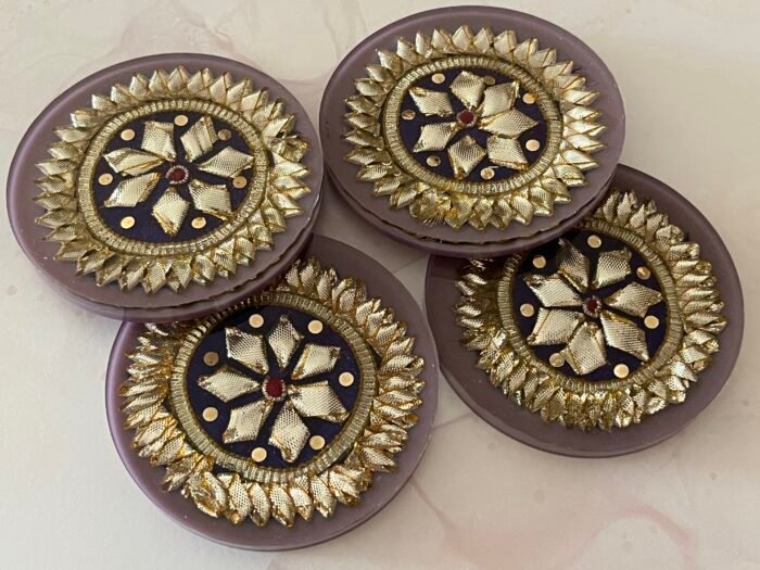 Misa Allium Coasters/T-Lite Holder- Purple, Gold