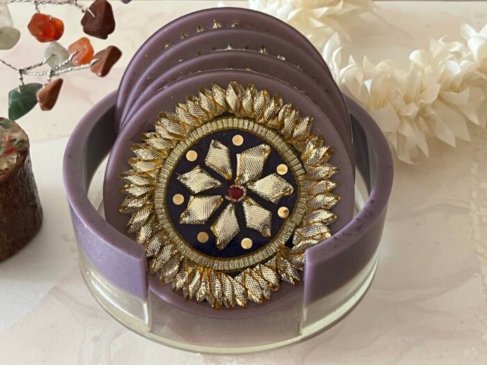 Misa Allium Coasters/T-Lite Holder- Purple, Gold - Image 5