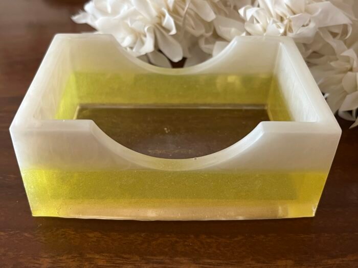 Misa Rectangle Coaster Stand- Pearl White & Yellow