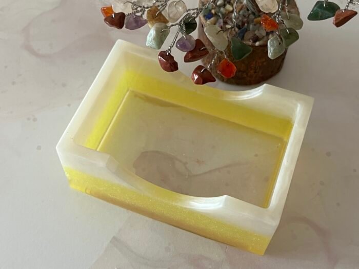 Misa Rectangle Coaster Stand- Pearl White & Yellow - Image 2