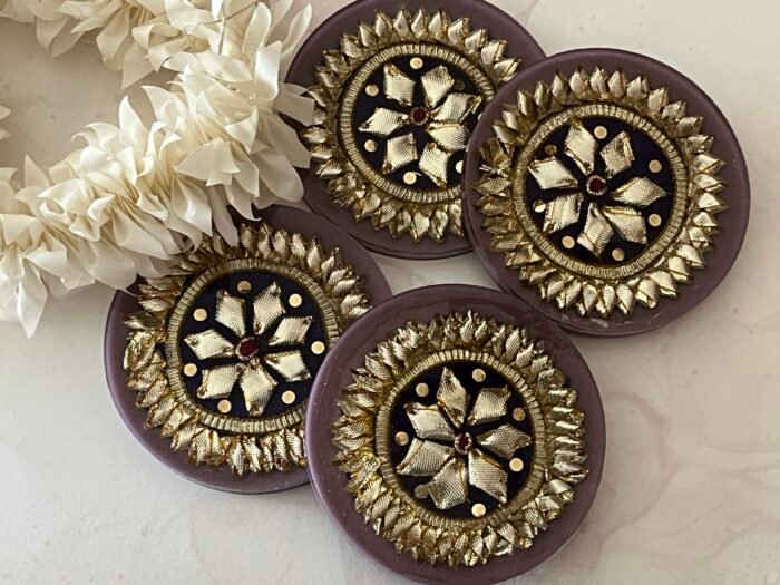 Misa Allium Coasters/T-Lite Holder- Purple, Gold - Image 4