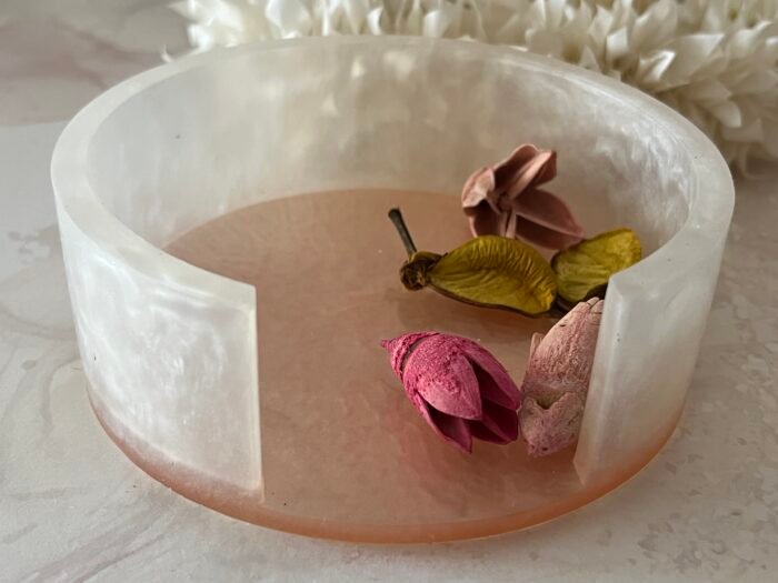 Misa Round Coaster Stand- Semi Transparent with Peach Base