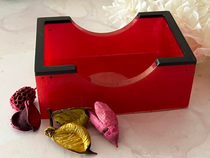 Misa Rectangle Coaster Stand- Red & Black - Image 2