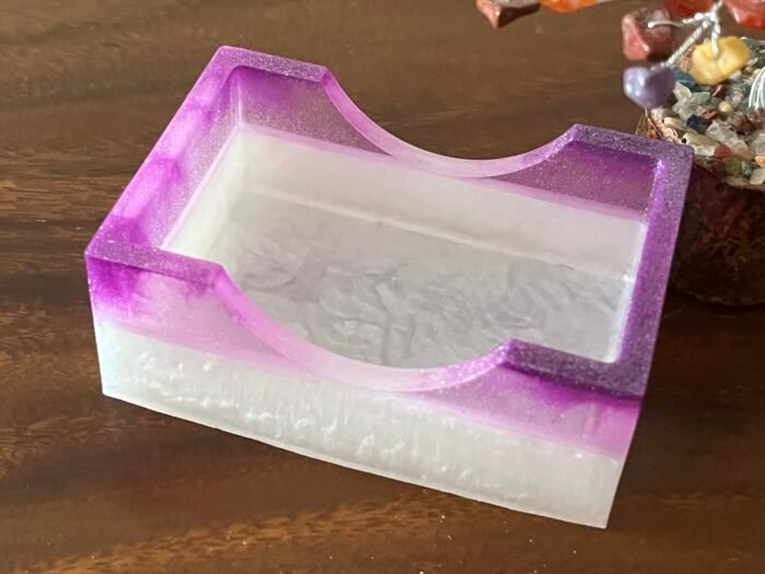 Misa Rectangle Coaster Stand- Pearl White & Purple