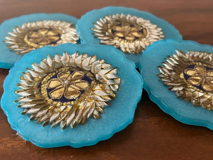 Misa Agate Coaster/T-Lite Holder- Blue & Gold - Image 3
