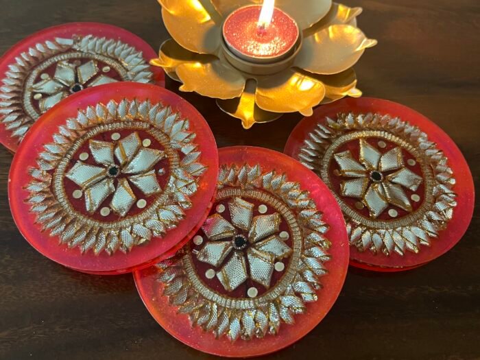 Misa Allium Coasters/T-Lite Holder- Pink, Gold - Image 4