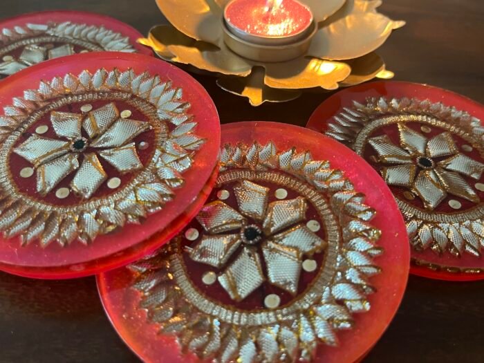 Misa Allium Coasters/T-Lite Holder- Pink, Gold - Image 2