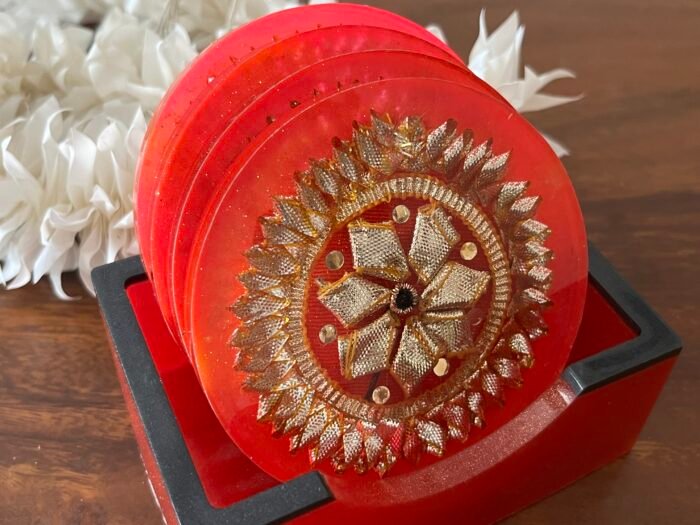 Misa Allium Coasters/T-Lite Holder- Pink, Gold - Image 5