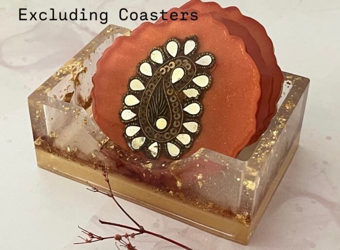Misa Rectangle Coaster Stand- Transparent with Gold Leaf - Image 3