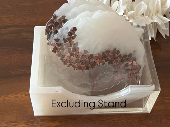 Misa Allium Agate Coasters/T-Lite Holder- Pearl White, Bronze bits - Image 4