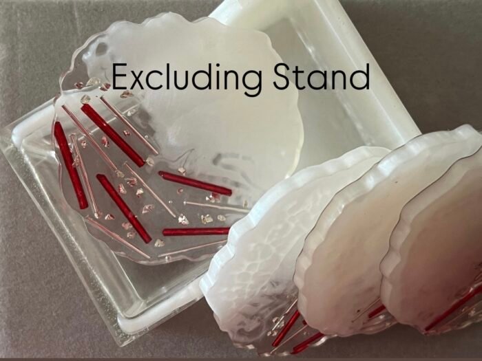 Misa Allium Agate Coasters/T-Lite Holder- Pearl White, Red & Silver Rods - Image 4