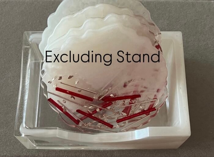 Misa Allium Agate Coasters/T-Lite Holder- Pearl White, Red & Silver Rods - Image 3