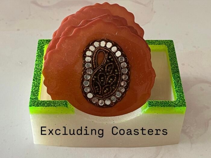 Misa Rectangle Coaster Stand- Pearl White & Green - Image 3