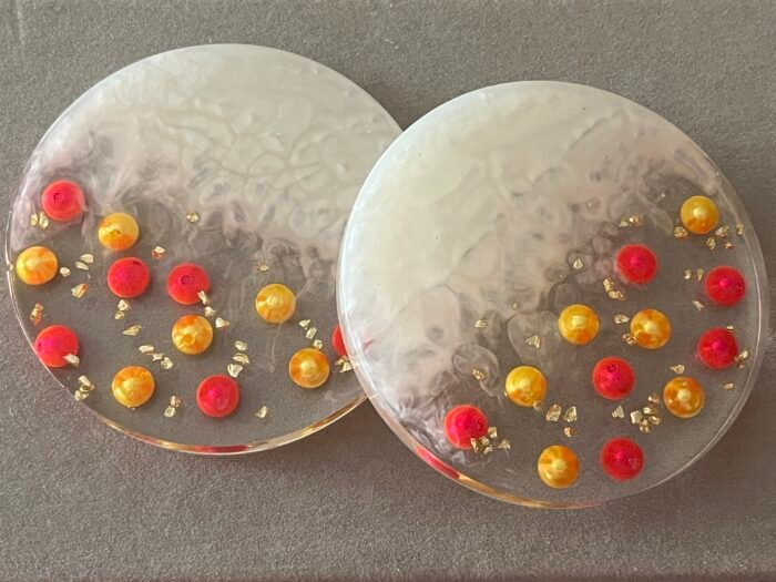 Misa Allium Coasters/T-Lite Holder- Pearl White, Pink & Gold Pearls - Image 2