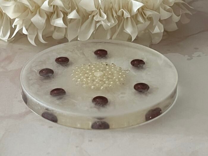 Misa Allium Coasters/T-Lite Holder- Red beads & Pearl flower - Image 4